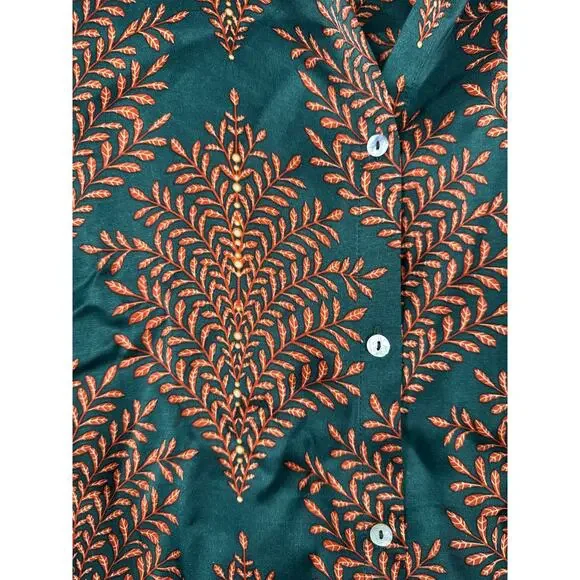 Esqualo Satin Long Sleeve Button Up Blouse Womens Size 12 Green - Picture 2 of 10